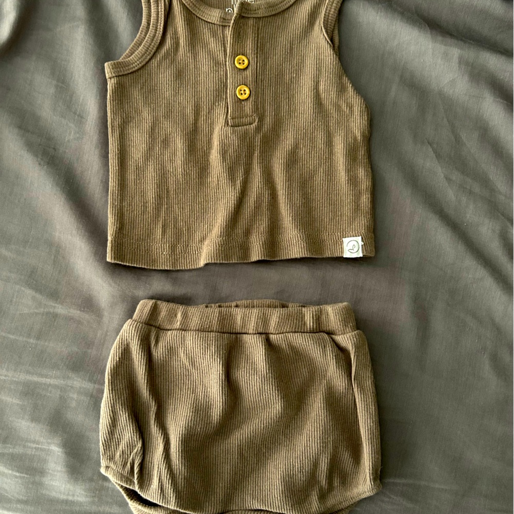 Adorable newborn outfit beige baby two piece
